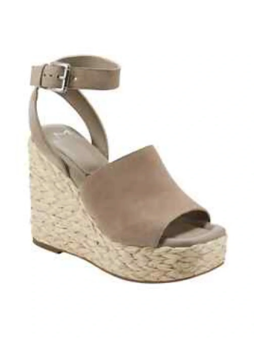 Marc Fisher Taupe Suede Espadrille Ankle-Strap Wedge